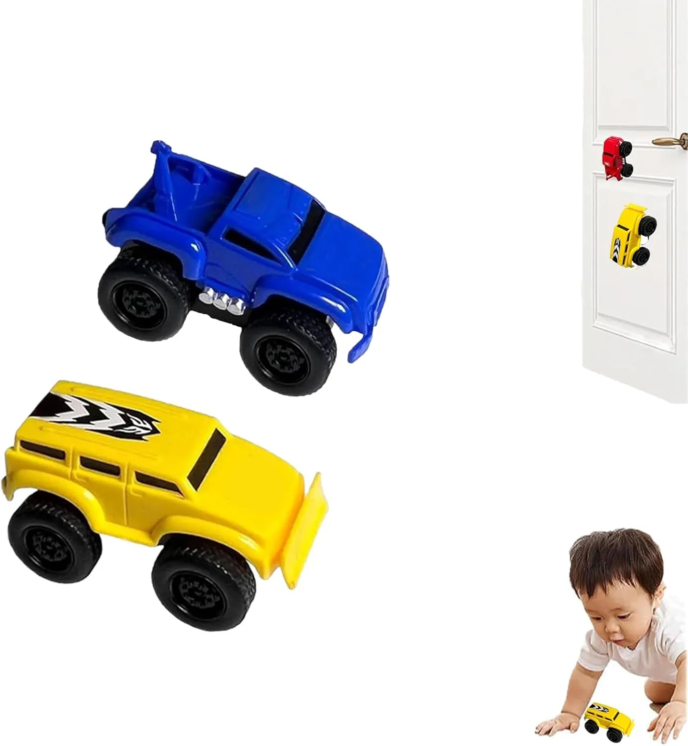 Magnetic Wall Climbing Toy Car, Magnetic Wall Climbing Cars, Wall Climbing Car, Boys and Girl Inertial Magnetic Levitation, Puzzle Decompression Toys (Blue Yellow)