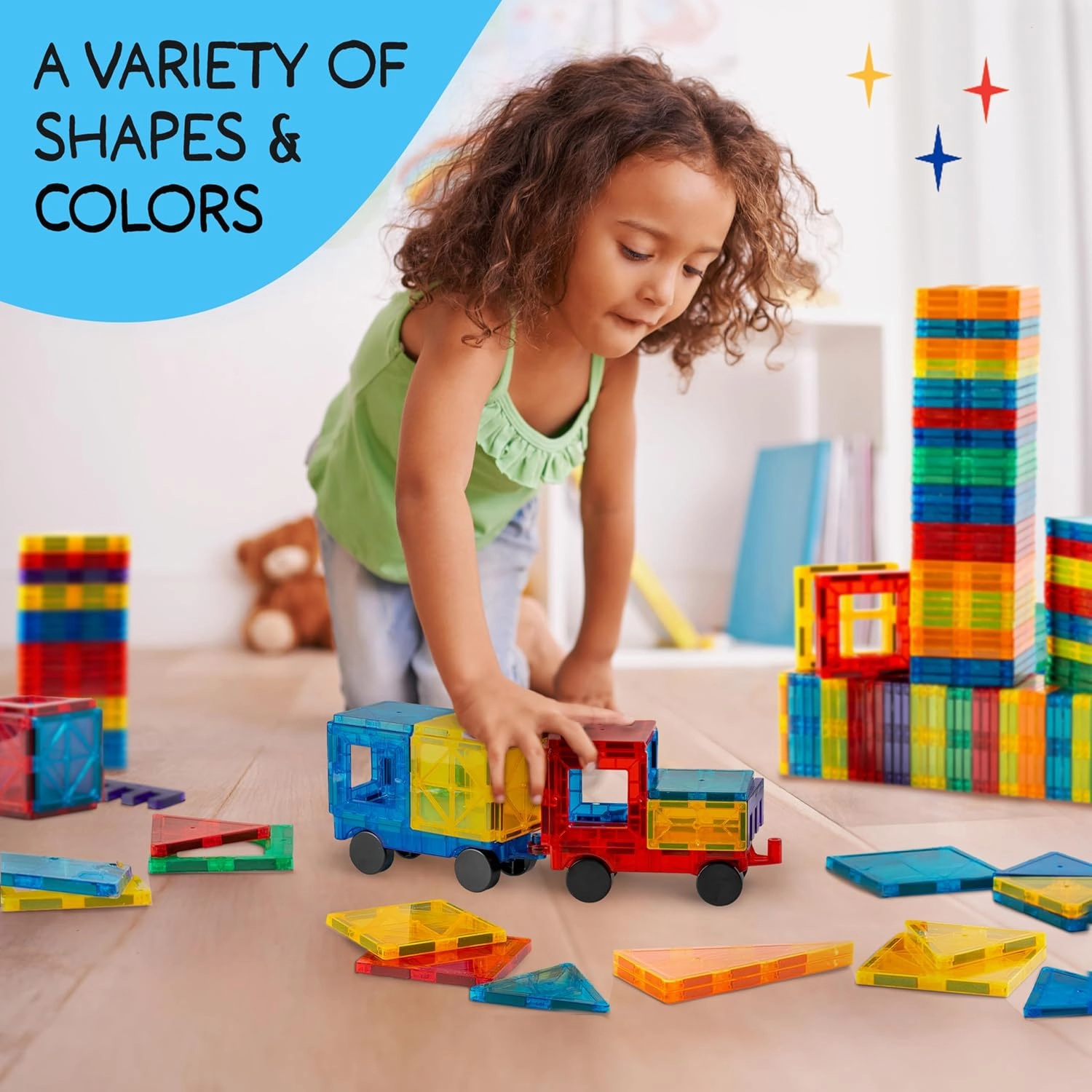 Magnetic Tiles 123 PCS   Zippered CASE, Magnetic Tiles for Kids Toy for 3 4 5 6 7 8 Year Old Boys & Girls, Great Gift for Kids Aged 3-8