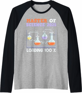 MASTER OF SCIENCE 2025 LOADING 100 % Funny M SC Raglan Baseball Tee