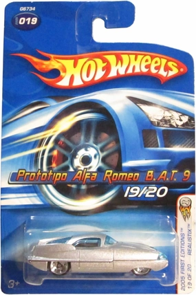Mattel Hot Wheels 2005 1:64 Scale First Editions Realistix Silver Prototipo Alfa Romeo B.A.T. 9 19/20 Die Cast Car #019