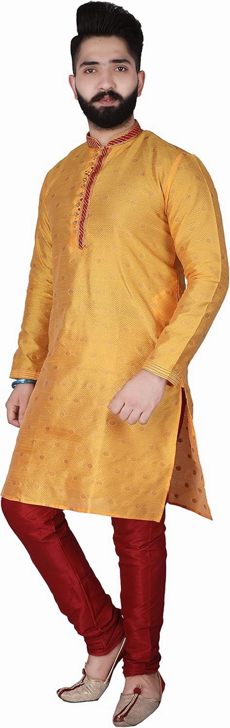 Men's Silk Printed Kurta Set