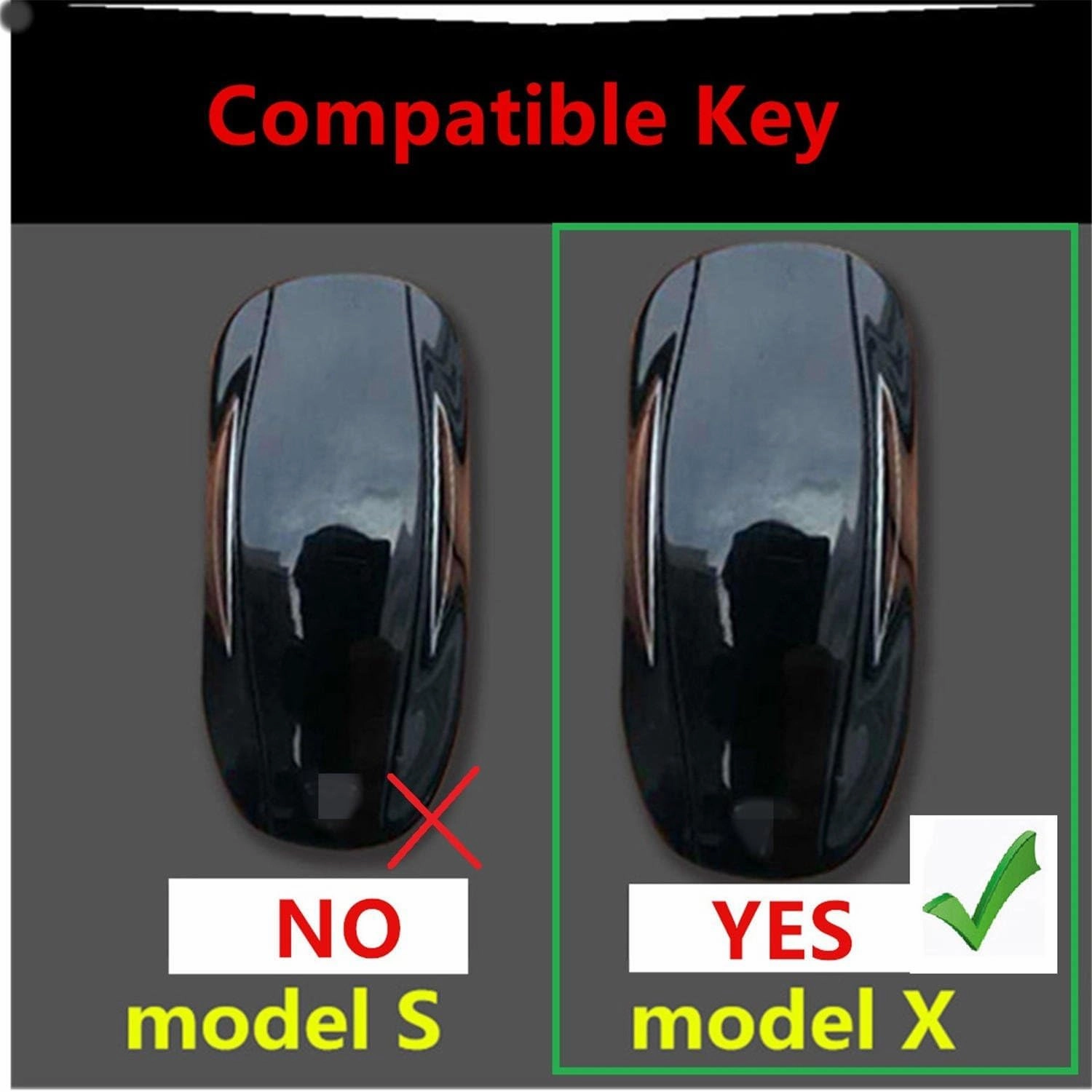 Men Women Genuine Leather Key Fob Cover for Tesla Model X, Car Remote Key Case with Keychain - For Tesla Model X - Black