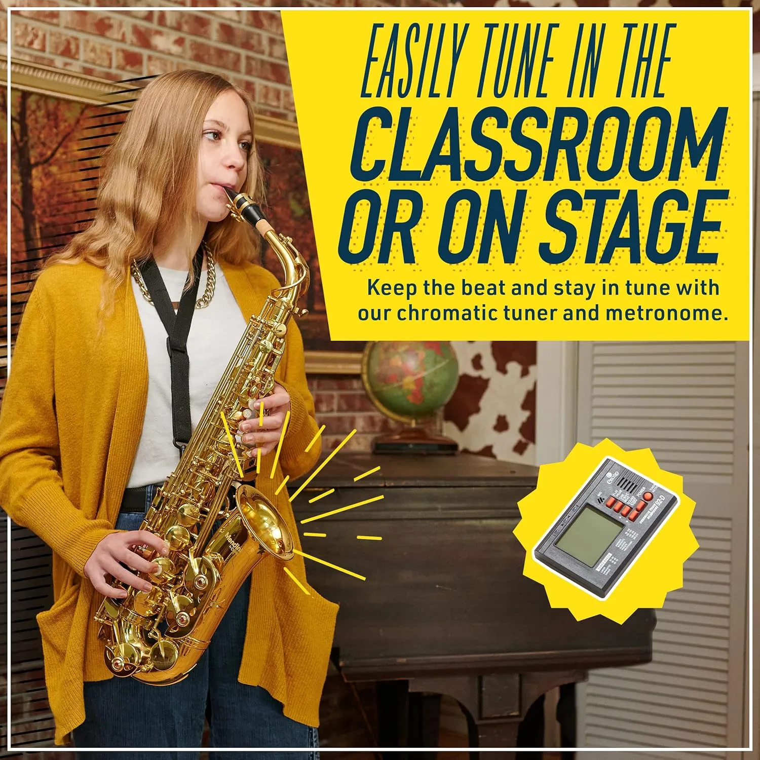 Mendini By Cecilio Alto Saxophone for Beginners, E Flat Tenor Saxophone for Students Musicians with Tuner, Mouthpiece, Case, 10 Reeds, Grease, Cleaning Cloth & Rod, Gloves, Strap, Book (Black Gold)
