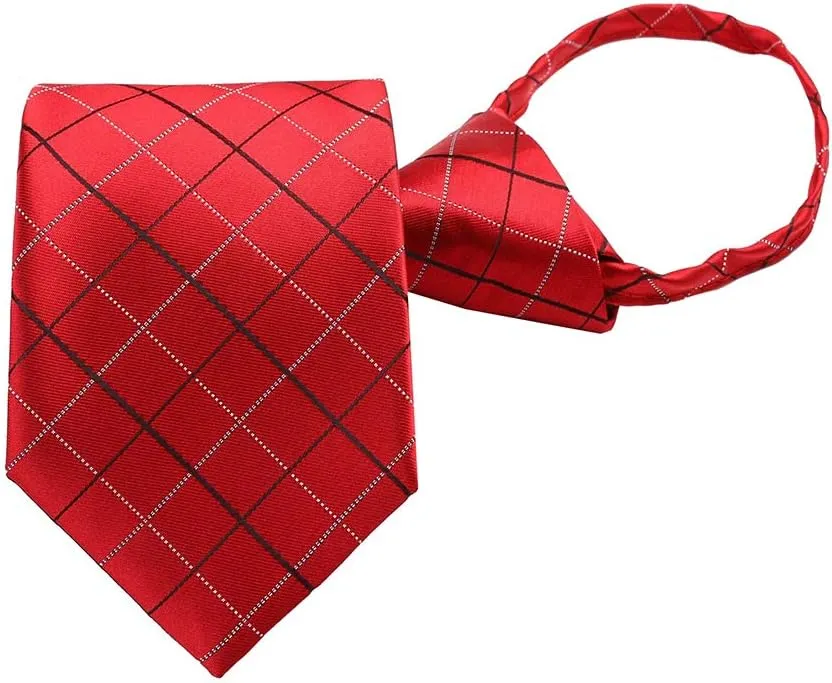 Men's Lot 6 PCS Classic Zipper Ties Pretied Solid Color Necktie Set