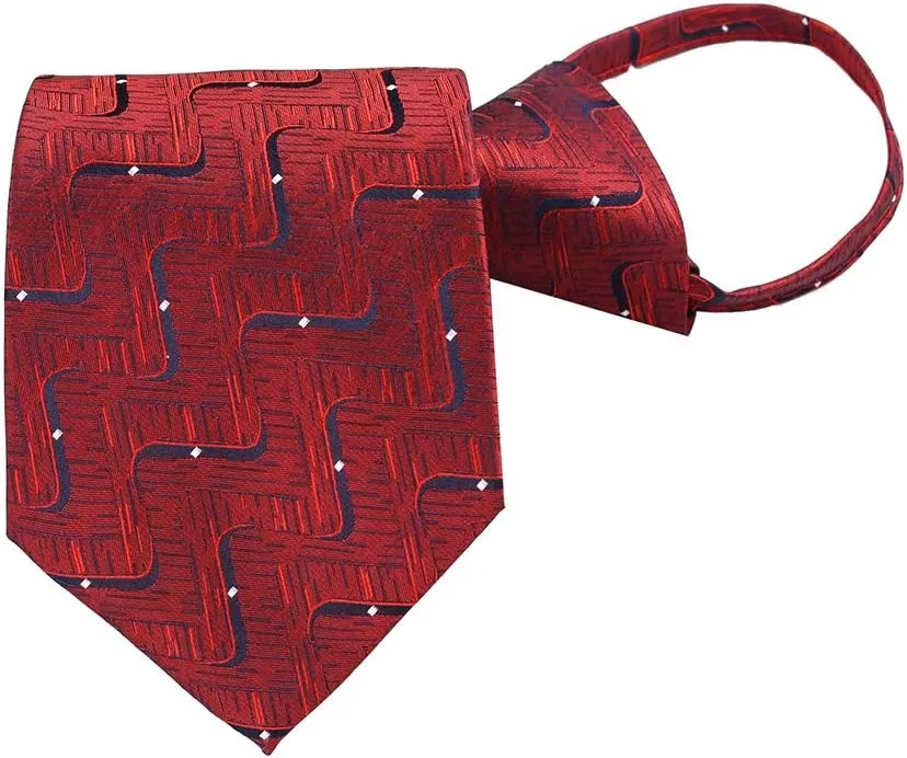 Men's Lot 6 PCS Classic Zipper Ties Pretied Solid Color Necktie Set