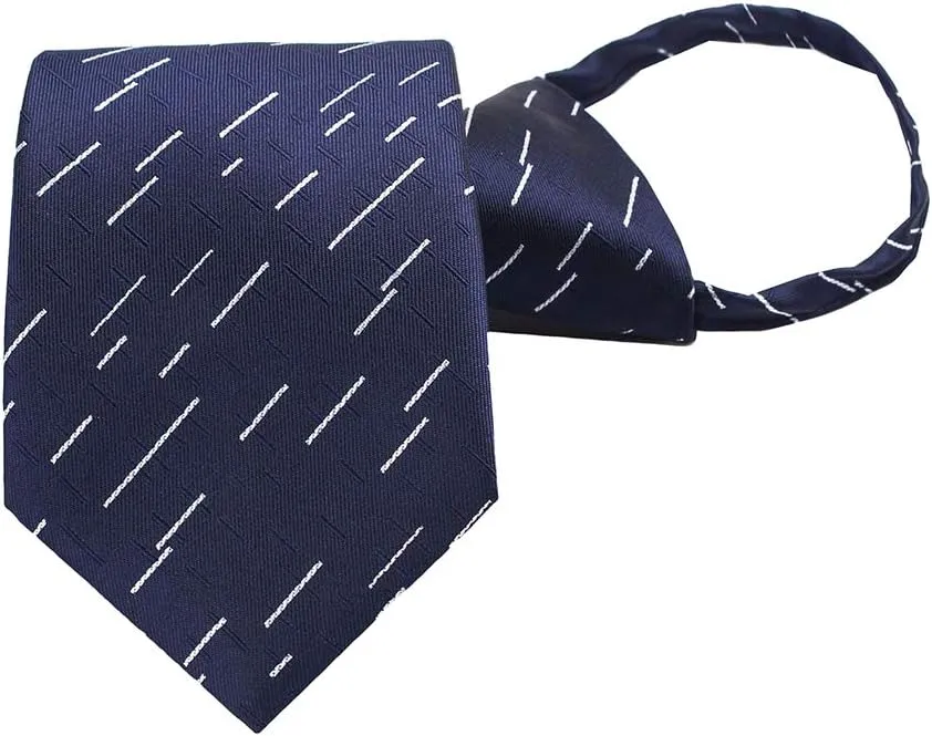 Men's Lot 6 PCS Classic Zipper Ties Pretied Solid Color Necktie Set