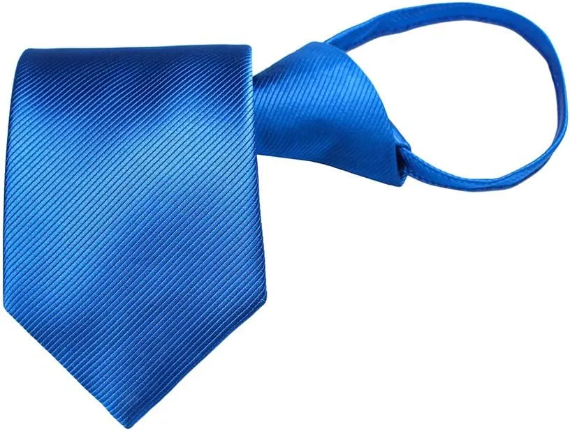 Men's Lot 6 PCS Classic Zipper Ties Pretied Solid Color Necktie Set
