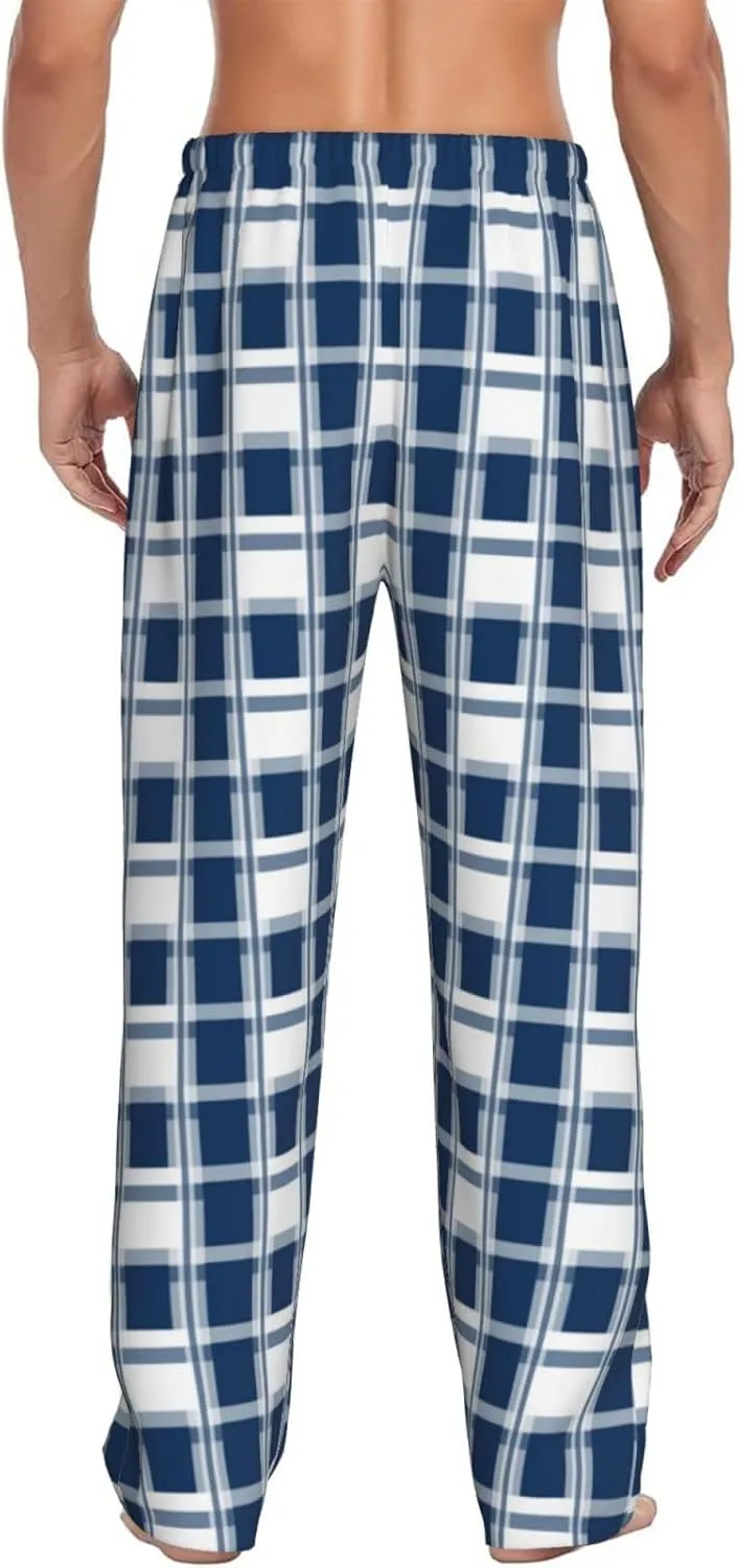 Men's Plaid Pajama Pants Custom Name Number Comfy Drawstring Pajama Lounge Sleep Pants with Pockets