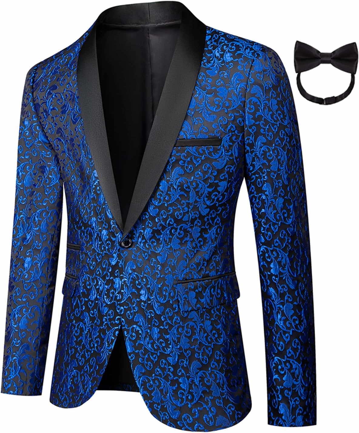 Mens 2 Piece Floral Tuxedo Jacket Paisley Shawl Lapel Suit Blazer Jacket for Dinner,Prom,Wedding