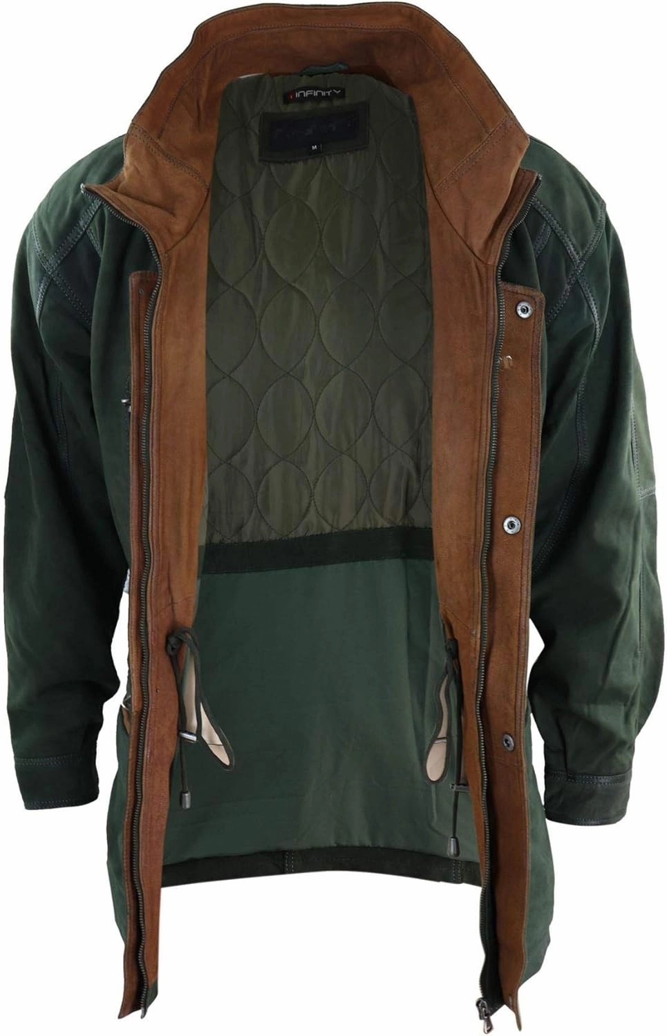 Mens Suede Genuine Safari Jacket Hunting Duffle Parka 3/4 Coat Classic Leather