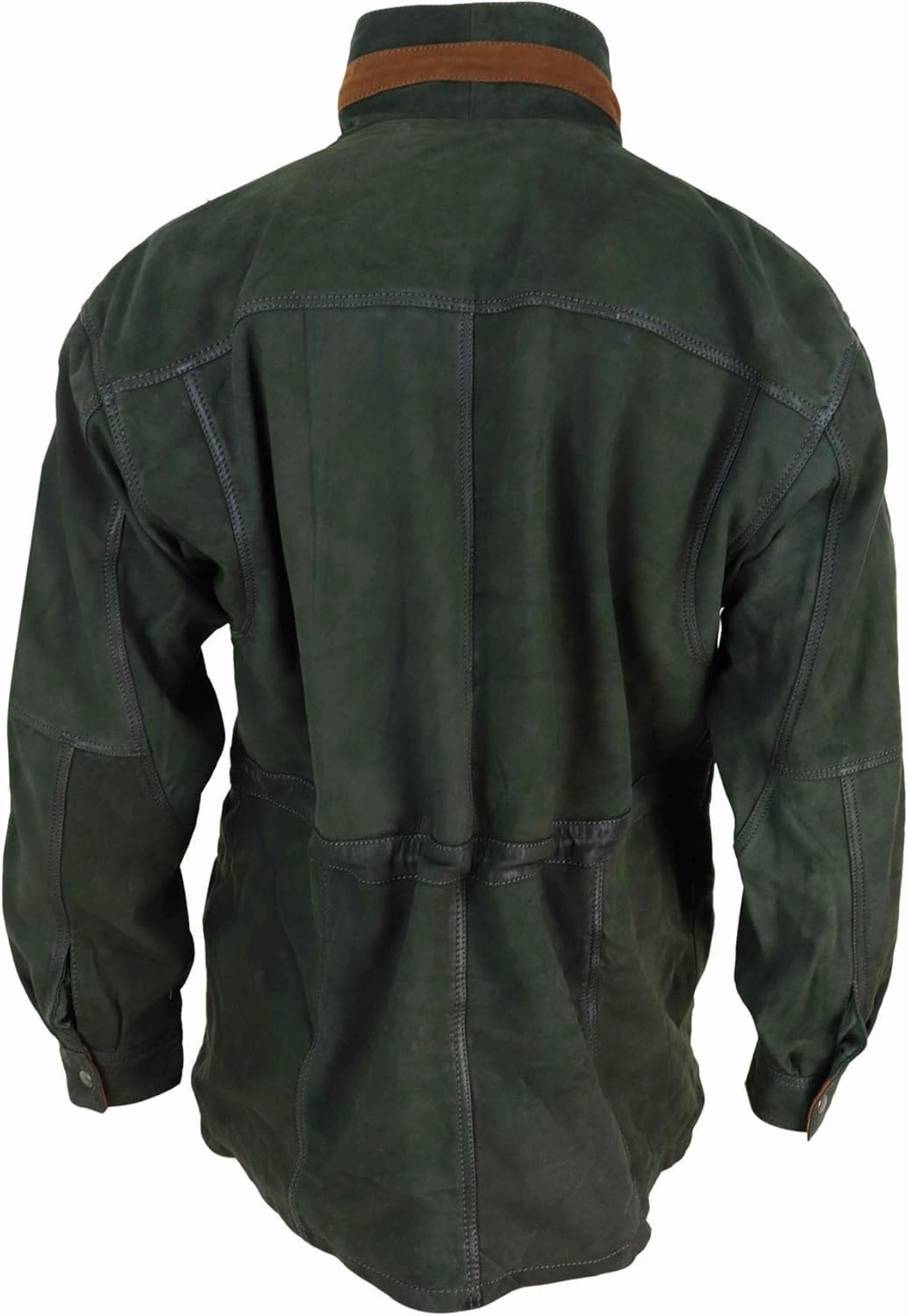 Mens Suede Genuine Safari Jacket Hunting Duffle Parka 3/4 Coat Classic Leather