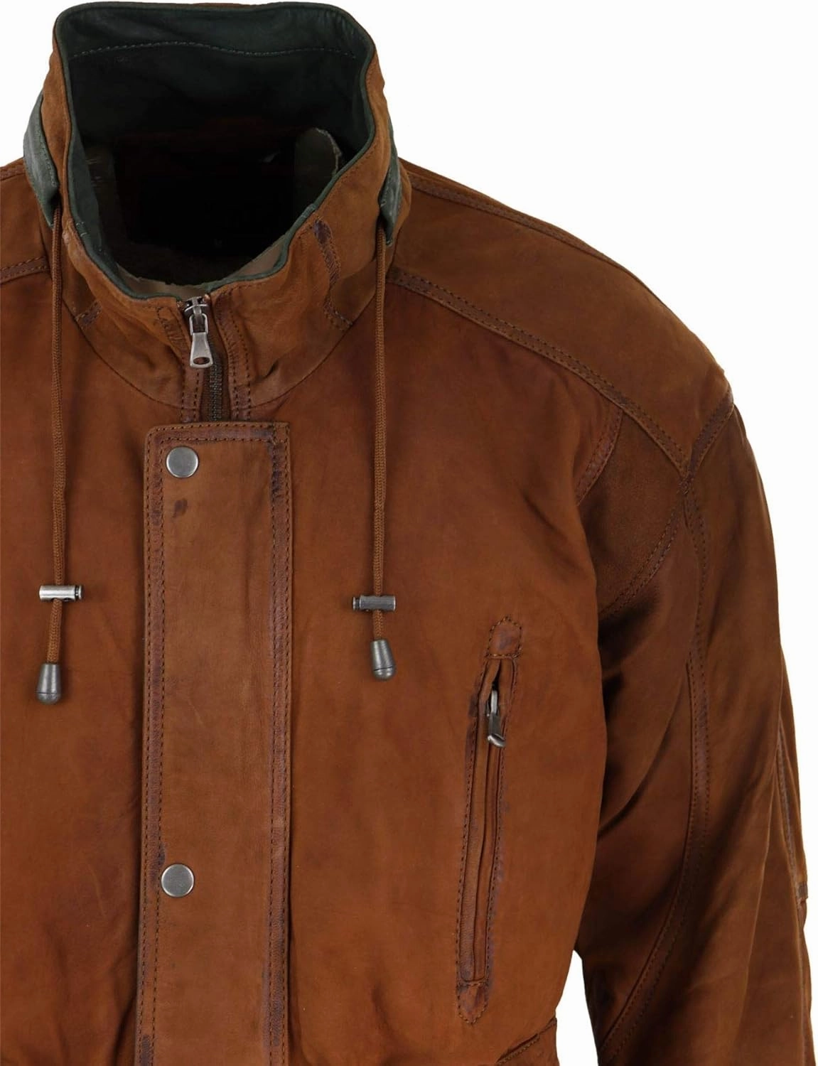 Mens Suede Genuine Safari Jacket Hunting Duffle Parka 3/4 Coat Classic Leather
