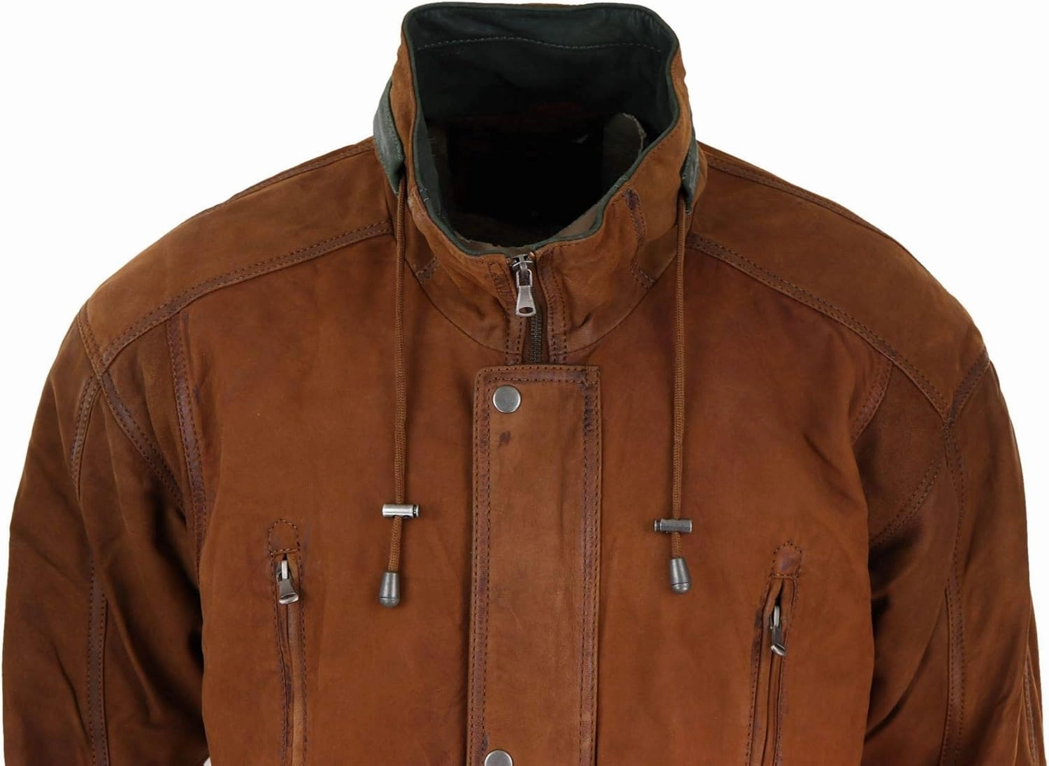 Mens Suede Genuine Safari Jacket Hunting Duffle Parka 3/4 Coat Classic Leather