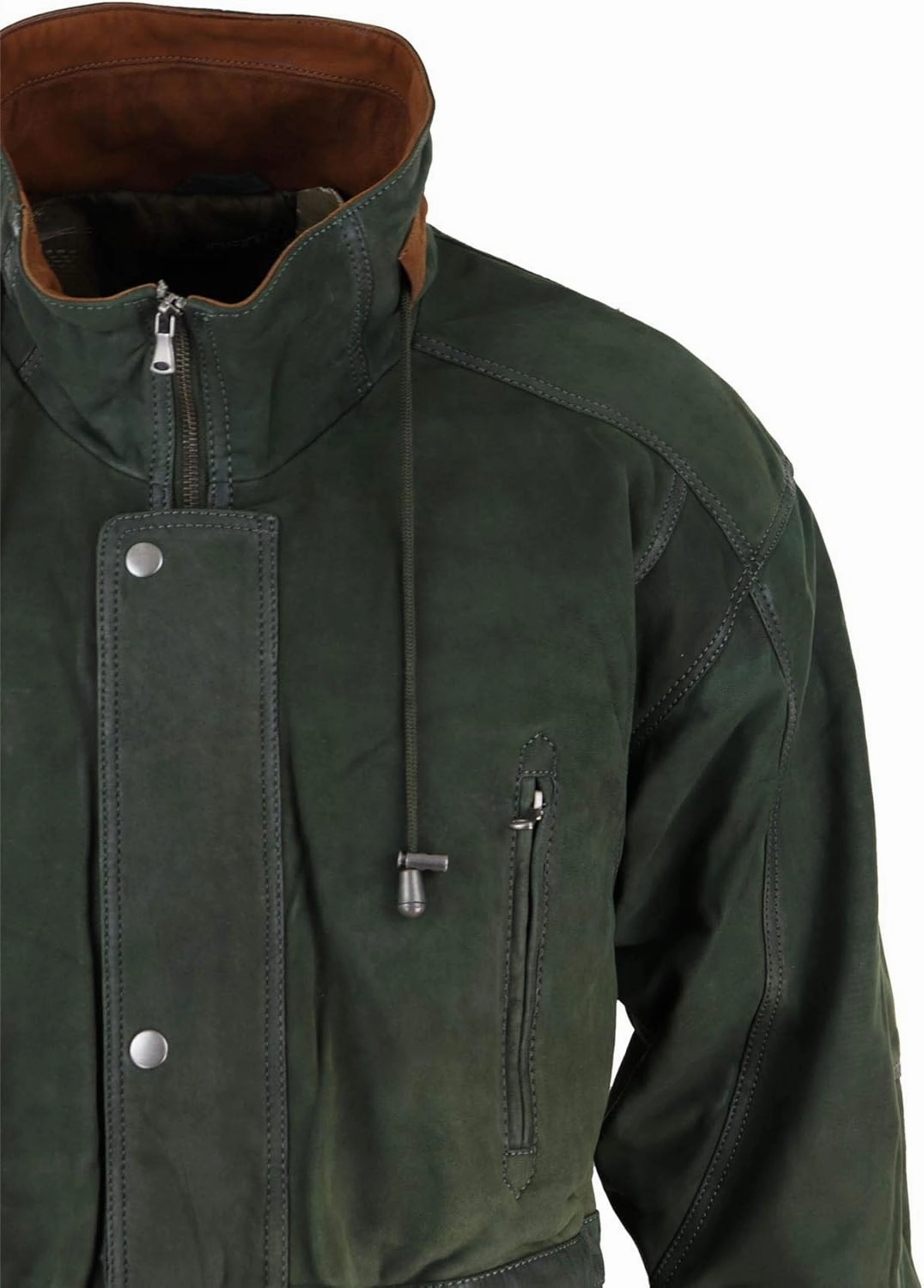 Mens Suede Genuine Safari Jacket Hunting Duffle Parka 3/4 Coat Classic Leather
