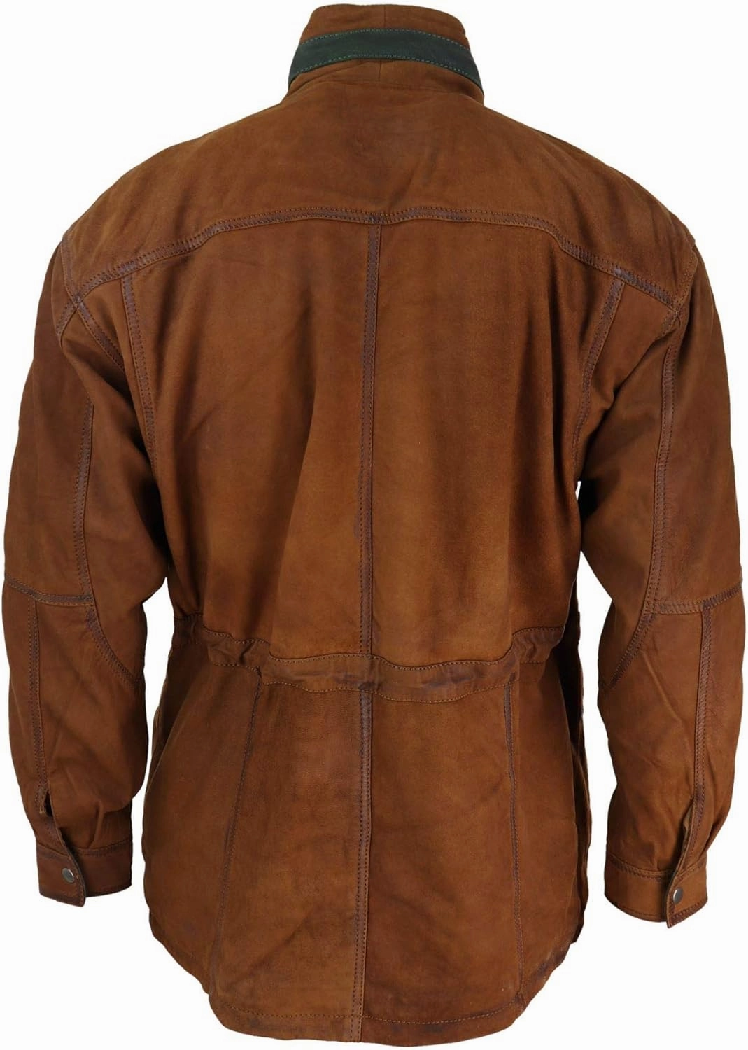 Mens Suede Genuine Safari Jacket Hunting Duffle Parka 3/4 Coat Classic Leather