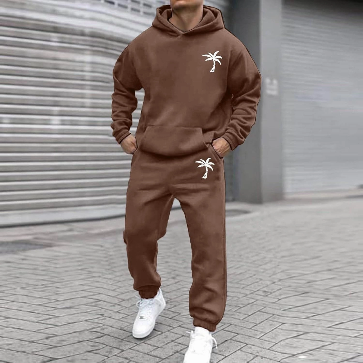 Mens Tracksuit 2 Pieces Set Long Sleeve Hoodie Sweatsuit Pullover Athletic Jogging Suits Casual Outfit with Pockets