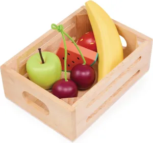 Mentari Toys - Orchard Crate - 6pc Wooden Crate with Colorful Fruit - Market Pretend Play Toy Food - Play Kitchen Accessories - Imaginative Play Set for Toddlers and Kids - Age 3 