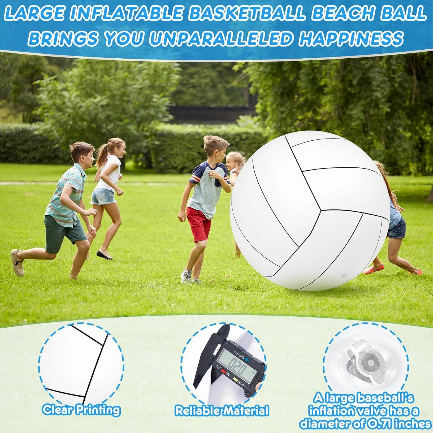 Meooeck 2 Pcs 40 Inch Giant Inflatable Volleyball Large Beach Inflatable Sports Balls White Volleyball Pool Games Toys for Outdoor Activity Sports Themed Party Favors