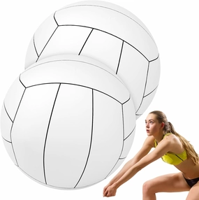 Meooeck 2 Pcs 40 Inch Giant Inflatable Volleyball Large Beach Inflatable Sports Balls White Volleyball Pool Games Toys for Outdoor Activity Sports Themed Party Favors