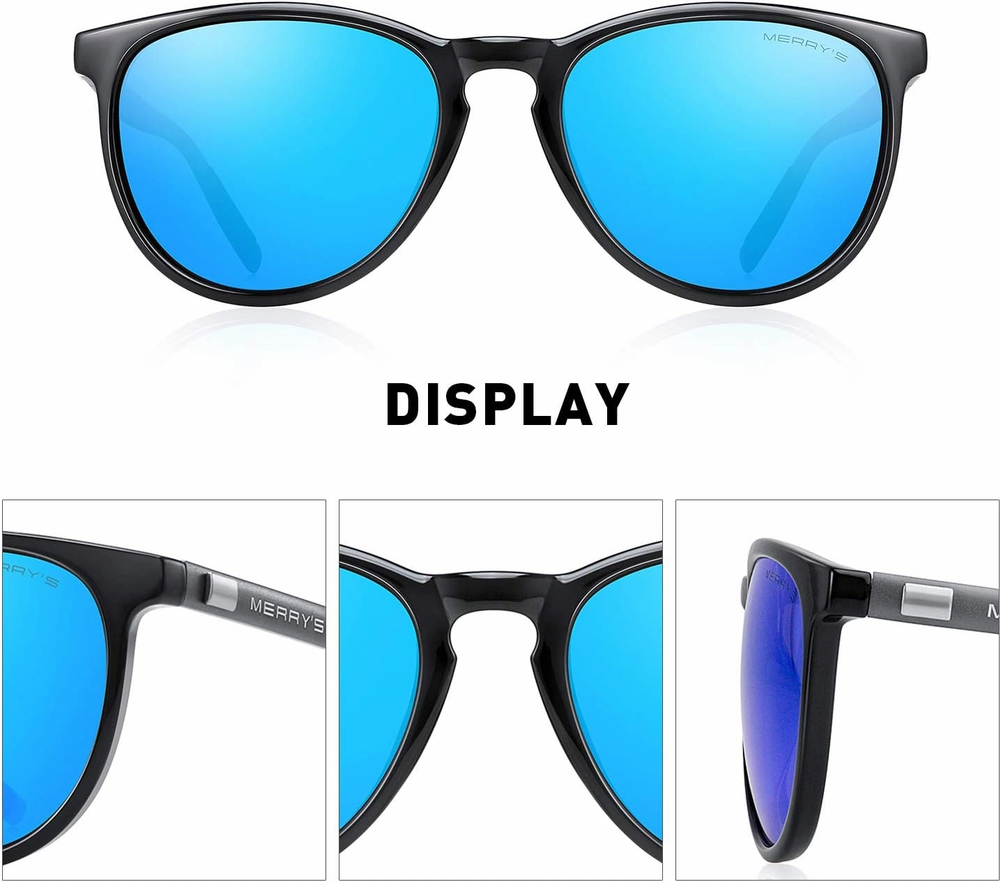 MERRY'S Polarized Sunglasses for Women Men Vintage Retro Classic Round Frame Aluminum Legs S8288