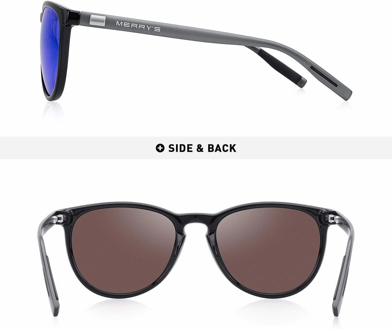 MERRY'S Polarized Sunglasses for Women Men Vintage Retro Classic Round Frame Aluminum Legs S8288