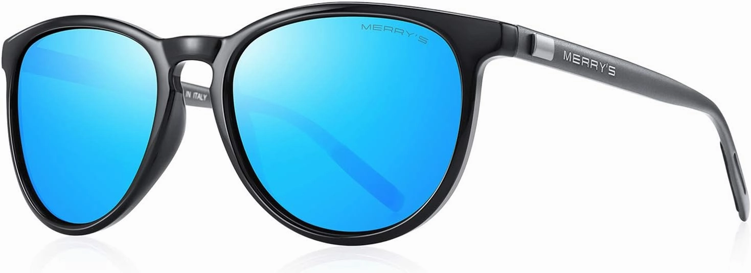 MERRY'S Polarized Sunglasses for Women Men Vintage Retro Classic Round Frame Aluminum Legs S8288