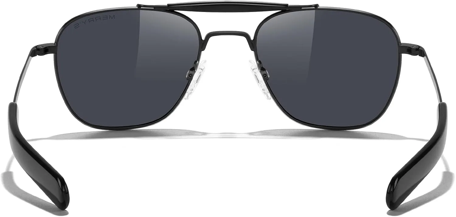 MERRY'S Classic Square Aviator II Military Polarized Sunglasses for Men or Women S8637