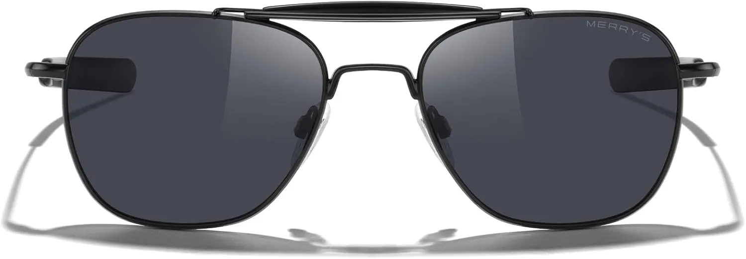 MERRY'S Classic Square Aviator II Military Polarized Sunglasses for Men or Women S8637