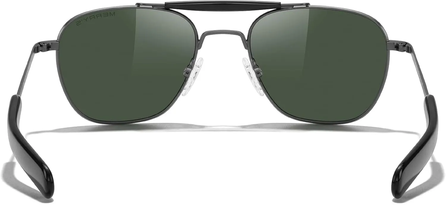 MERRY'S Classic Square Aviator II Military Polarized Sunglasses for Men or Women S8637
