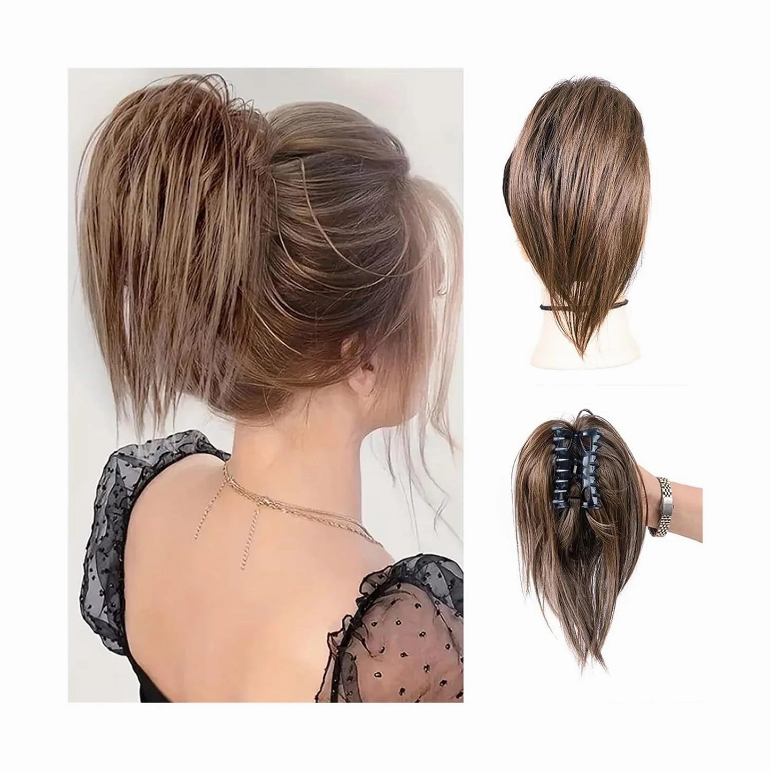 messy bun hair piece Messy Bun Hair Piece Claw Clip Synthetic Messy Hair Buns Extensions Tousled Updo Hair Pieces for Women Claw Clip Ponytail Hair hair buns hair piece(8-27)