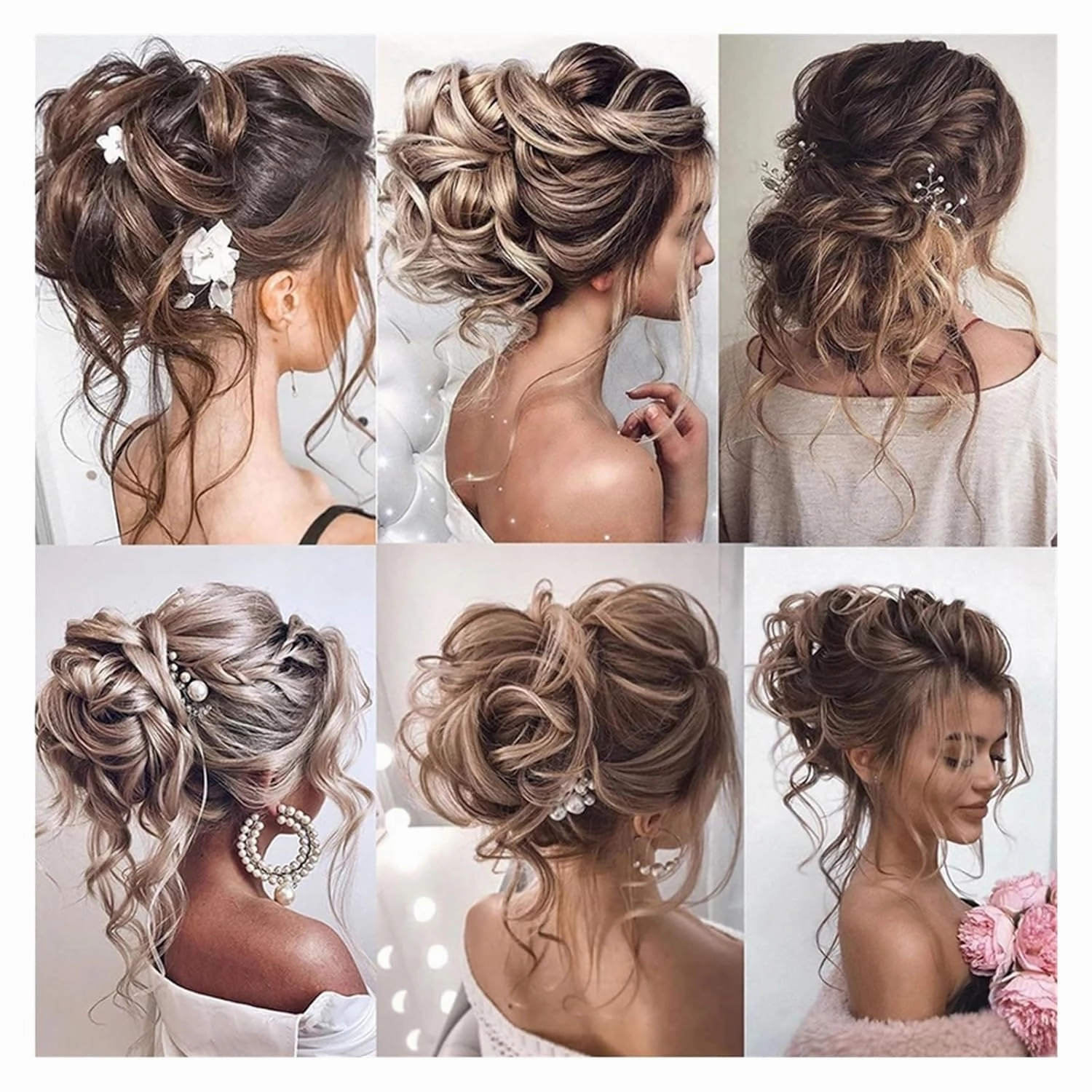 messy bun hair piece Synthetic Curly Elastic Band Chignon Donut with Braids Scrunchies Messy Bun Hair Updo Hairpieces Extensions for Women hair buns hair piece(7)