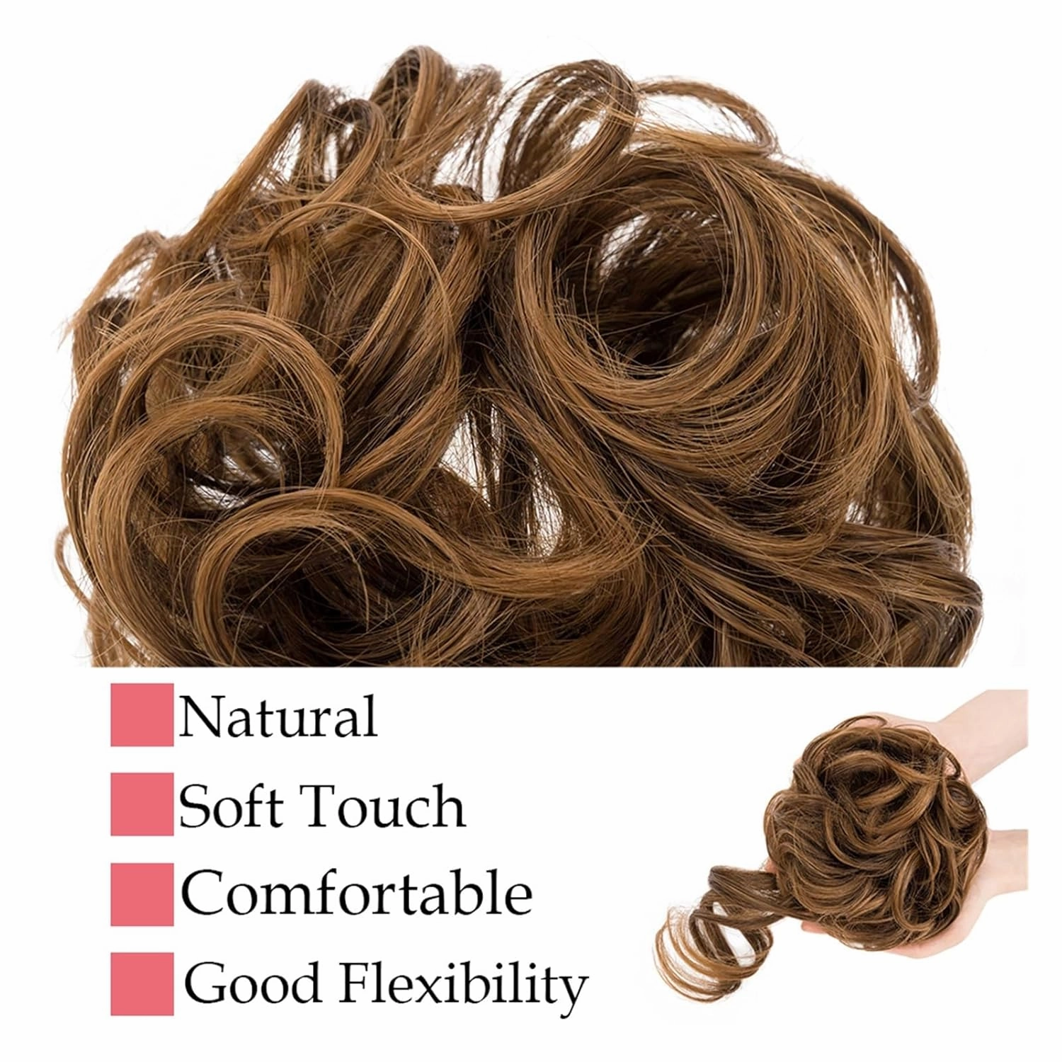 messy bun hair piece Synthetic Curly Elastic Band Chignon Donut with Braids Scrunchies Messy Bun Hair Updo Hairpieces Extensions for Women hair buns hair piece(7)