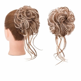 messy bun hair piece Synthetic Curly Elastic Band Chignon Donut with Braids Scrunchies Messy Bun Hair Updo Hairpieces Extensions for Women hair buns hair piece(7)