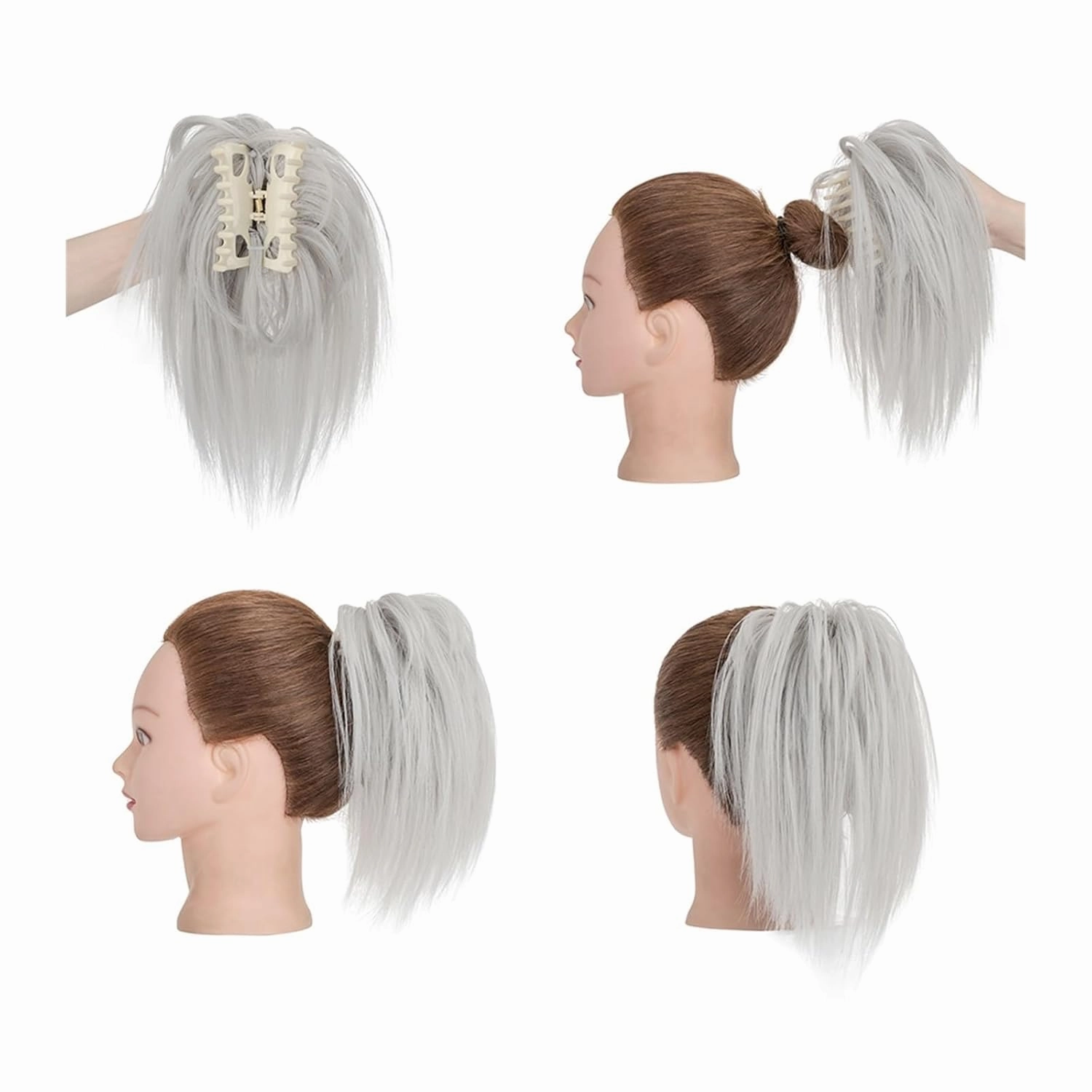 messy bun hair piece Synthetic Straight Claw Clip Chignon Fluffy Donut with Braids Scrunchies Messy Bun Hair Updo Hairpieces Extensions hair buns hair piece(13)