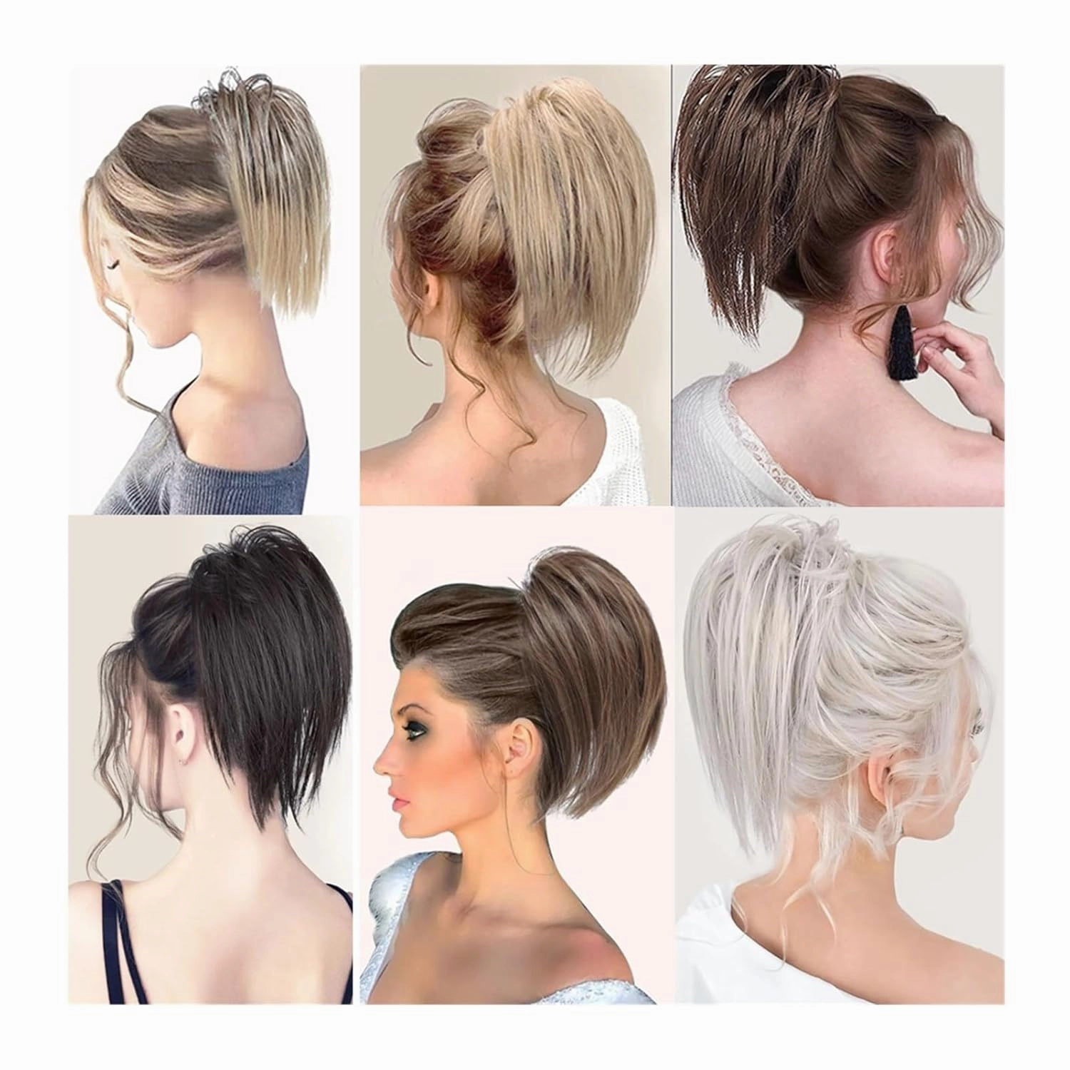 messy bun hair piece Synthetic Straight Claw Clip Chignon Fluffy Donut with Braids Scrunchies Messy Bun Hair Updo Hairpieces Extensions hair buns hair piece(13)
