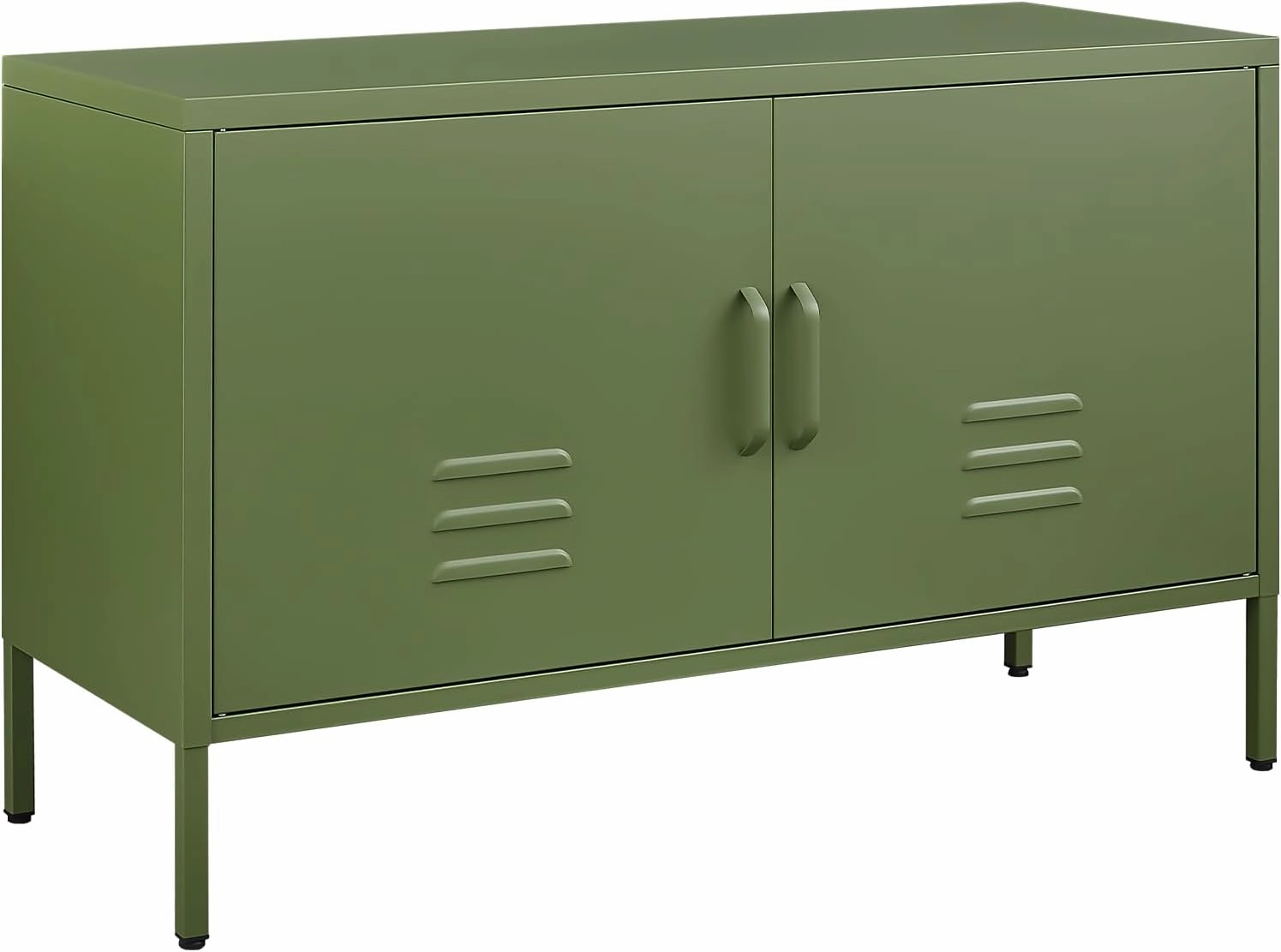 Metal Cabinet Storage,Media Console Cabinet,Metal TV Stand with Adjustable Shelf for Living Room,Bedroom,Avocado Green
