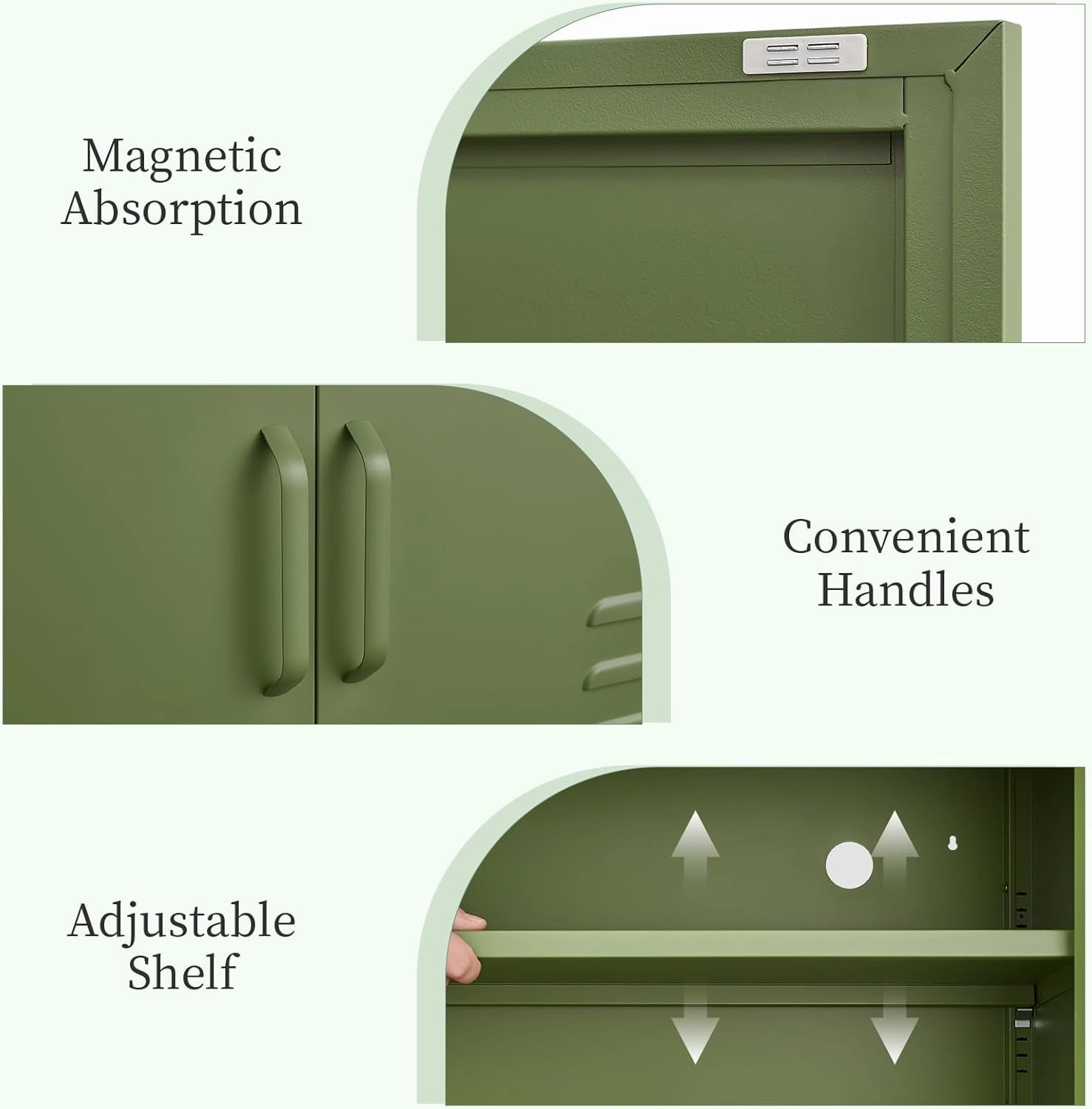 Metal Cabinet Storage,Media Console Cabinet,Metal TV Stand with Adjustable Shelf for Living Room,Bedroom,Avocado Green