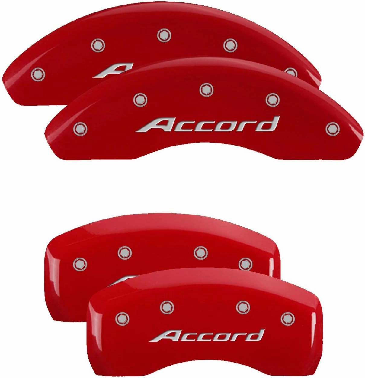 MGP Caliper Covers 20207SACCRD Red Powder Coat Finish Fits 2013-2017 Honda Accord Hybrid/LX (Set of 4)