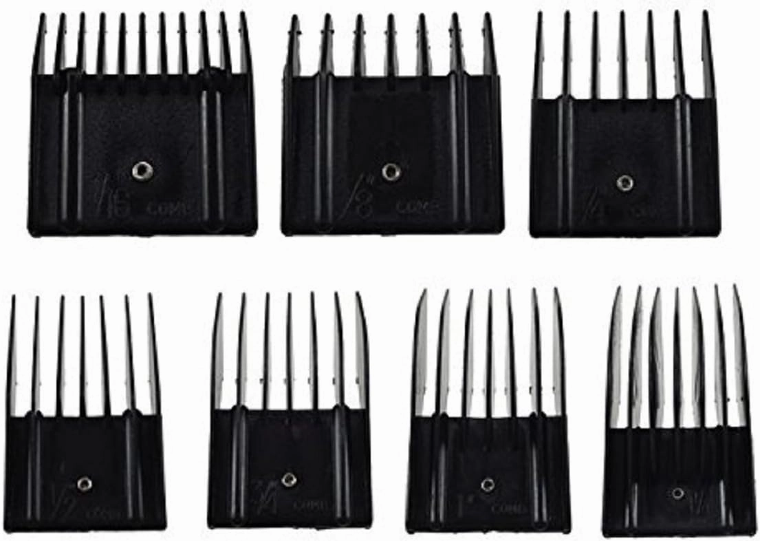 Miaco Universal Clipper Guide Comb Guard Set, 7 Pieces fits Oster Classic 76, A5, Andis AG, BG, etc.