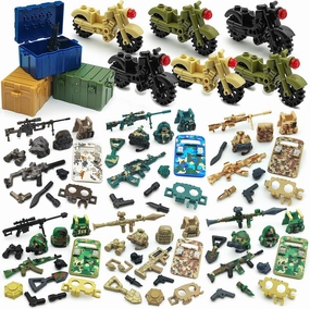 Military Weapons Pack Accessories Kit - Swat Minifigures, Army Gear Sets, Military Weapon Sets, Camouflage Soldiers, Building Blocks Toys Combat Compatible with Major Brand