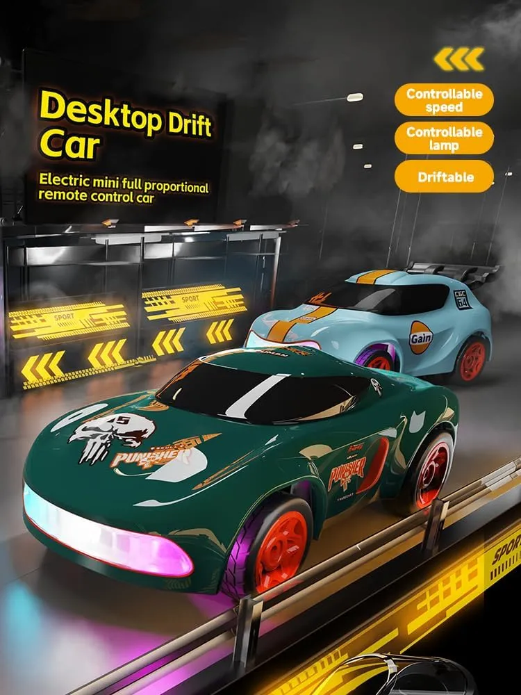 Mini Drift RC Car, 2.4GHz 4WD Proportional Control RC Racing Car with 6-Color LED Lights & Portable Integrated Remote, Ideal Gift for Adults