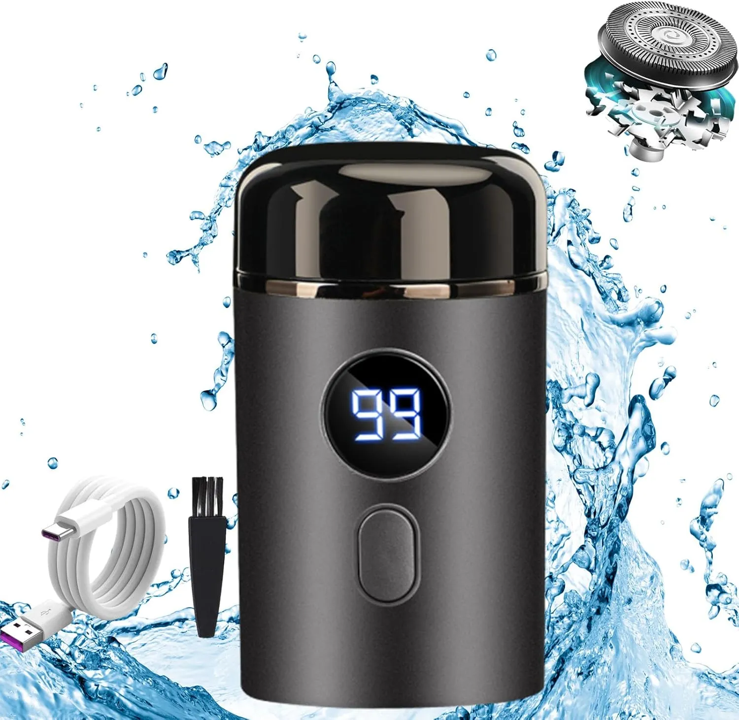 Mini Portable Electric Shaver, 2025 Upgrade Men's Portable Mini Travel Shaver, USB Rechargeable Ipx-7 Waterproof Electric Razor for Car, Travel