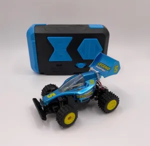 Mini RC Buggy Off-Road 1:64 Scale Upgraded 2.4G 5-Channel 7CM RC Radio Wireless Remote Control Car Coke Can Micro Racing Pocket Portable Truck for Multi-Users (Blue)