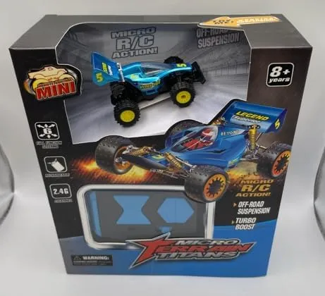 Mini RC Buggy Off-Road 1:64 Scale Upgraded 2.4G 5-Channel 7CM RC Radio Wireless Remote Control Car Coke Can Micro Racing Pocket Portable Truck for Multi-Users (Blue)