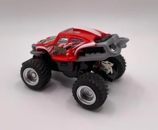 Mini RC Truck Off-Road 1:64 Scale Upgraded 2.4G 5-Channel 7CM RC Radio Wireless Remote Control Car Coke Can Micro Racing Pocket Portable for Multi-Users (Red-Truck)