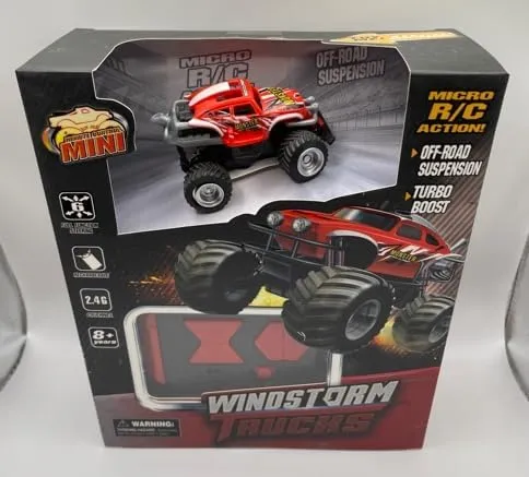 Mini RC Truck Off-Road 1:64 Scale Upgraded 2.4G 5-Channel 7CM RC Radio Wireless Remote Control Car Coke Can Micro Racing Pocket Portable for Multi-Users (Red-Truck)