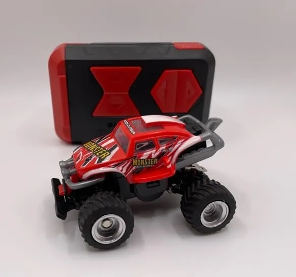 Mini RC Truck Off-Road 1:64 Scale Upgraded 2.4G 5-Channel 7CM RC Radio Wireless Remote Control Car Coke Can Micro Racing Pocket Portable for Multi-Users (Red-Truck)