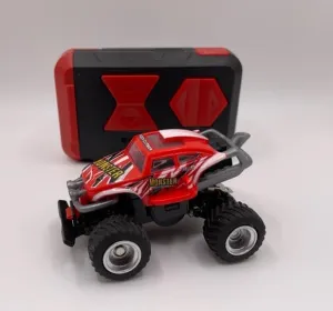 Mini RC Truck Off-Road 1:64 Scale Upgraded 2.4G 5-Channel 7CM RC Radio Wireless Remote Control Car Coke Can Micro Racing Pocket Portable for Multi-Users (Red-Truck)
