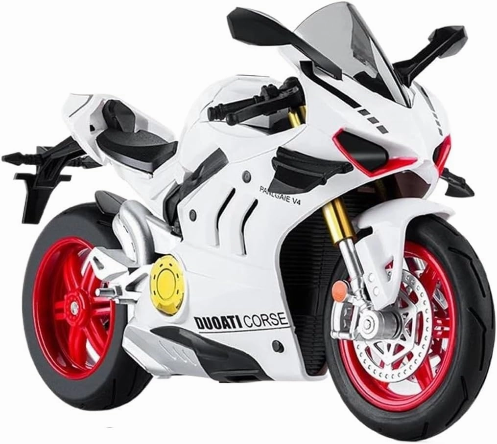 Mini Simulation Motorcycle Toys 1:10 for BMW S1000rr Alloy Die-Casting Motorcycle Model Car Toys Adult for Boys(White)