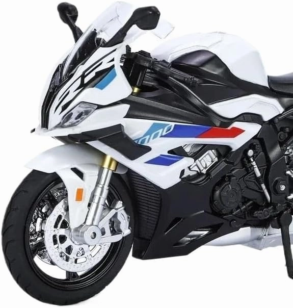 Mini Simulation Motorcycle Toys 1:12 for BMW RRS100 Motorcycle Model Car Simulation Alloy Metal Toy Motorcycle Children's Toy Adult for Boys(White)